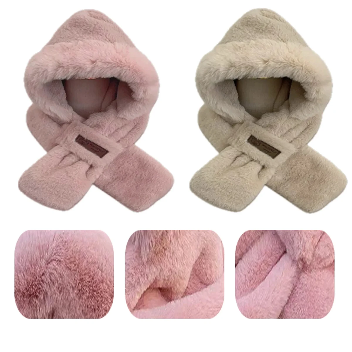 Women 2 In 1 Winter Warm Scarves And Hat 1