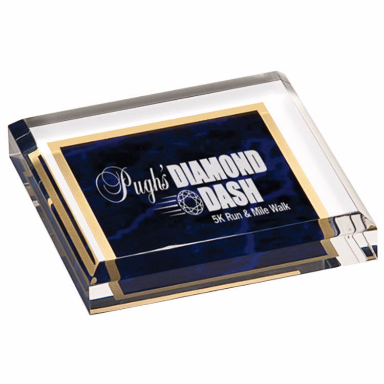 3 3/4" x 3 3/4" Purple Acrylic Paperweight Award
