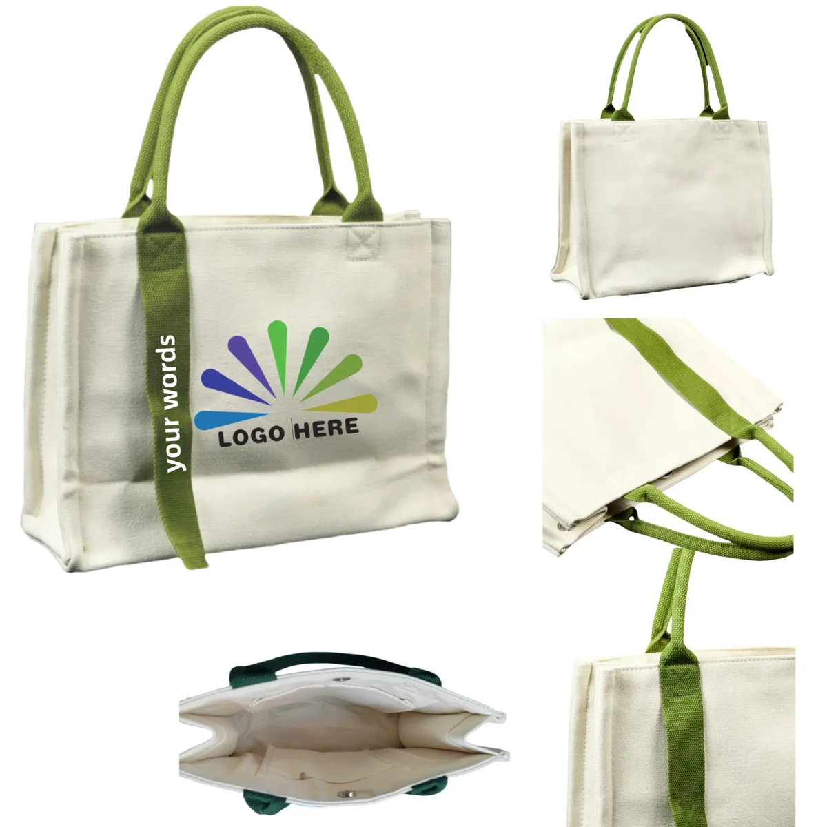 Stylish Three-Layer Canvas Tote Bag with Ribbon 1