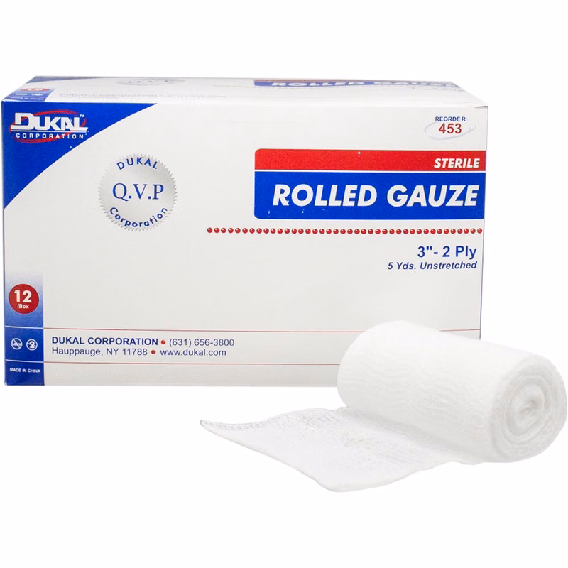 Sterile Rolled Gauze  - 12 Pack 2-Ply 3" x 5 yards