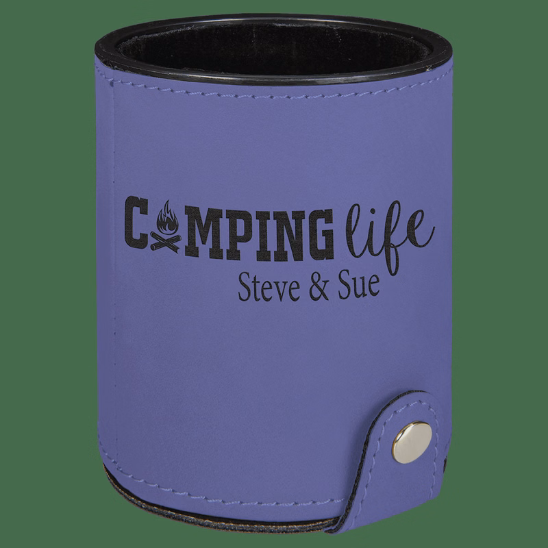 Purple Leatherette Dice Cup with 5 Dice