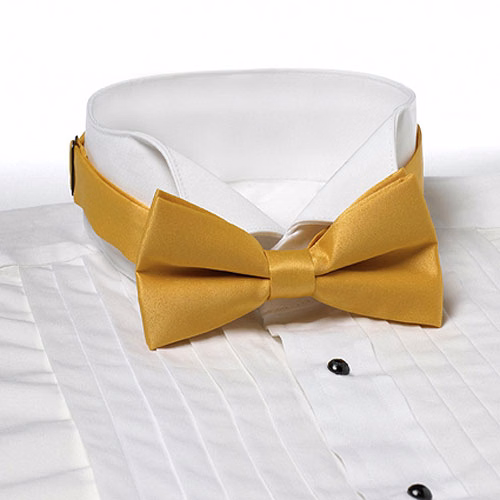 Gold Solid Color Bow Tie - Adjustable Band