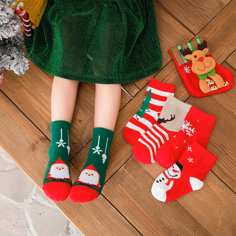 Kids Colorful Christmas Crew Socks