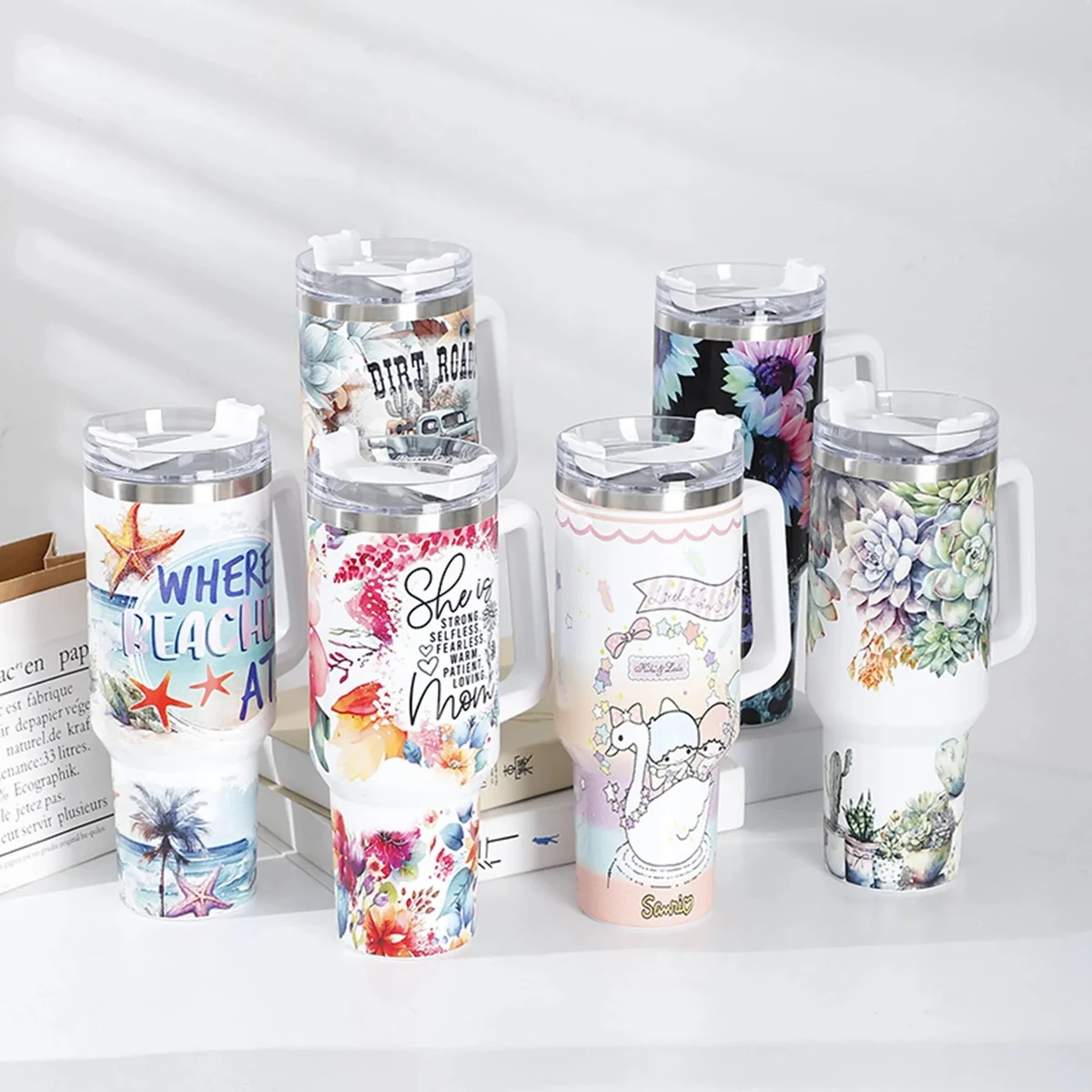 40 Oz Customized Full Color Printed Vacuum Tumbler with Hand 1