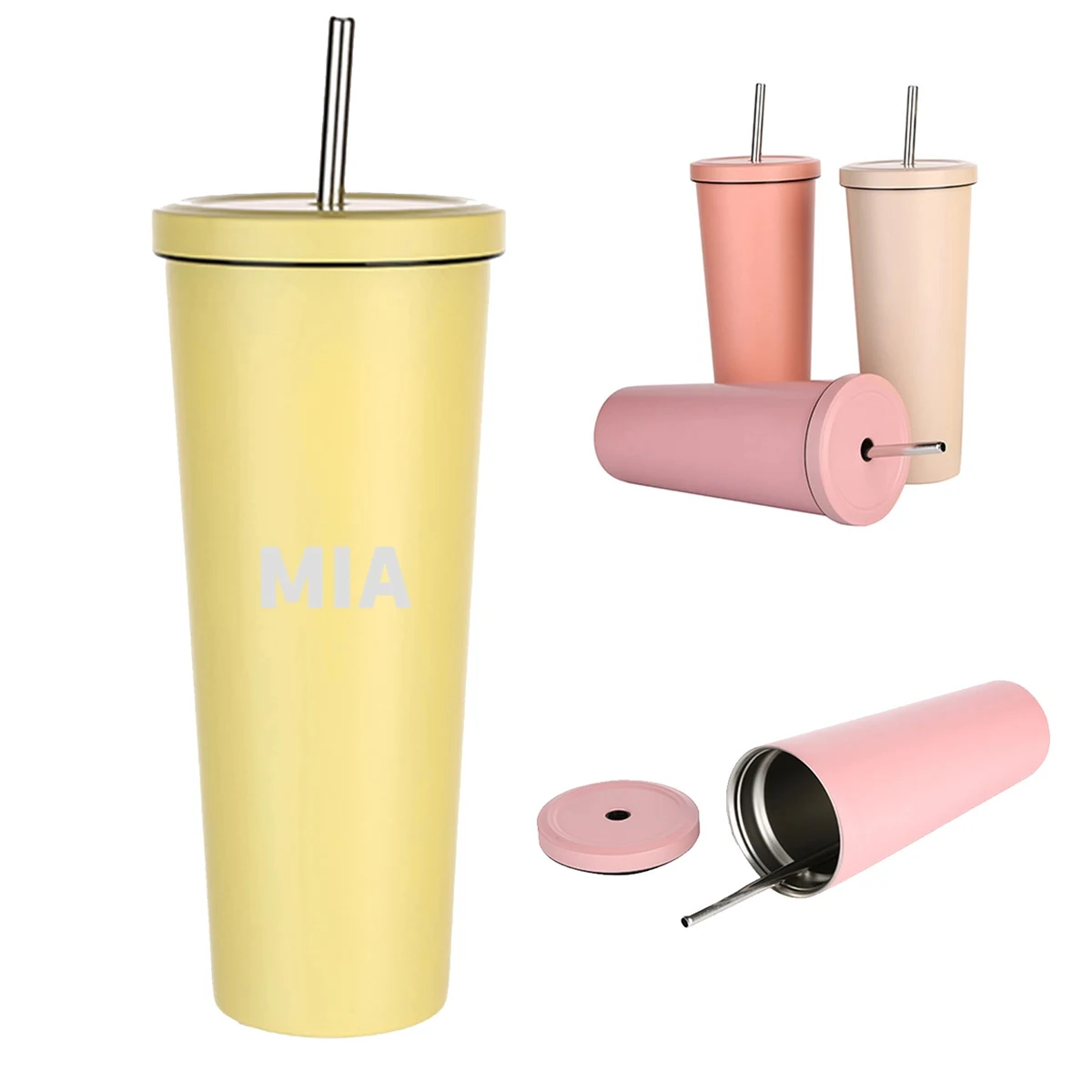 24 Oz Double-Layer Stainless Steel Straw Cup 1