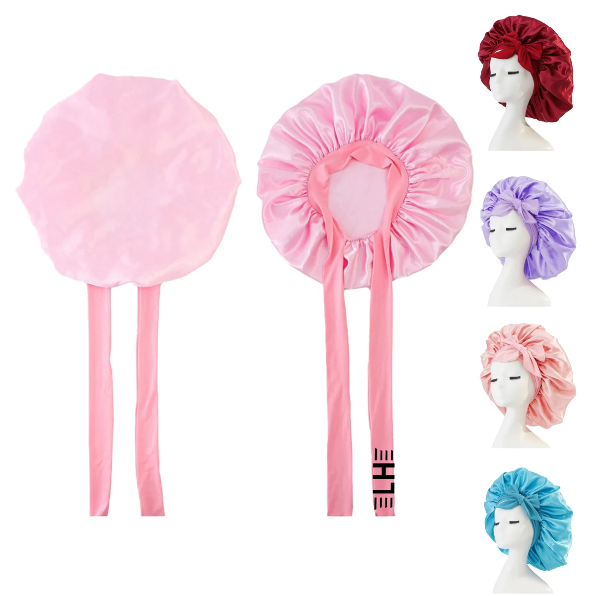 Single Layer Satin Hair Bonnet for Curly Hair Wrap With Tie Band 1