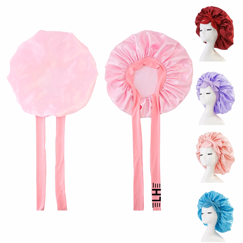 Single Layer Satin Hair Bonnet for Curly Hair Wrap With Tie Band