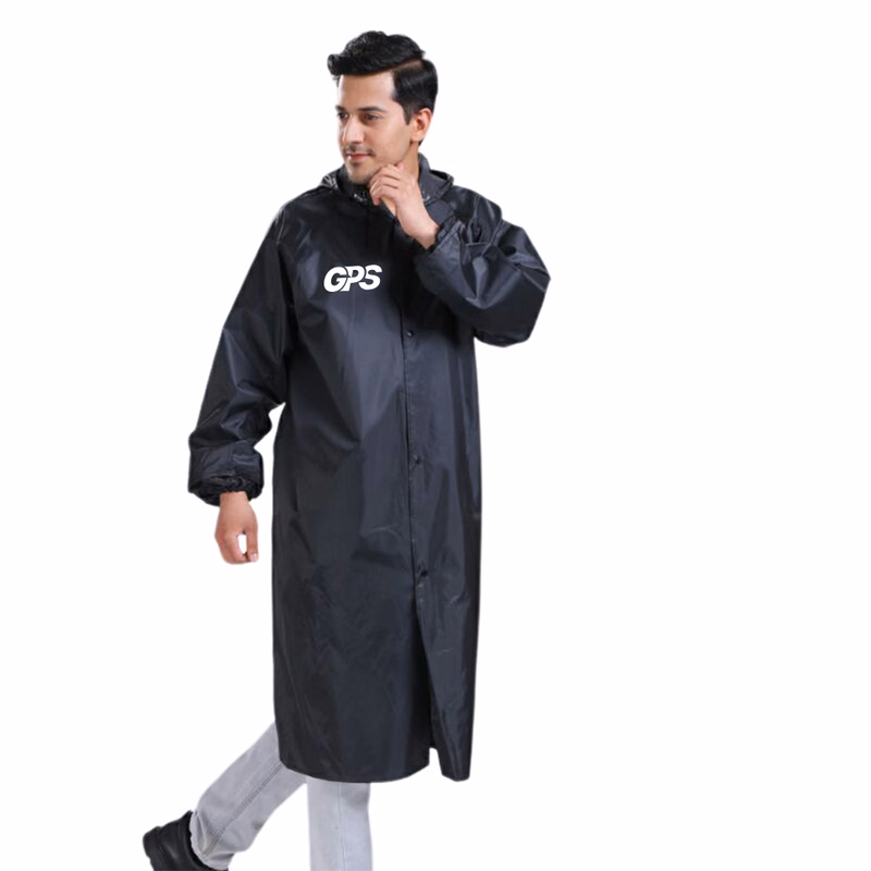 Waterproof Long Raincoat Hooded For Outdoor Hiking Travel Fishing Clim Black Fashion Adult Women Men