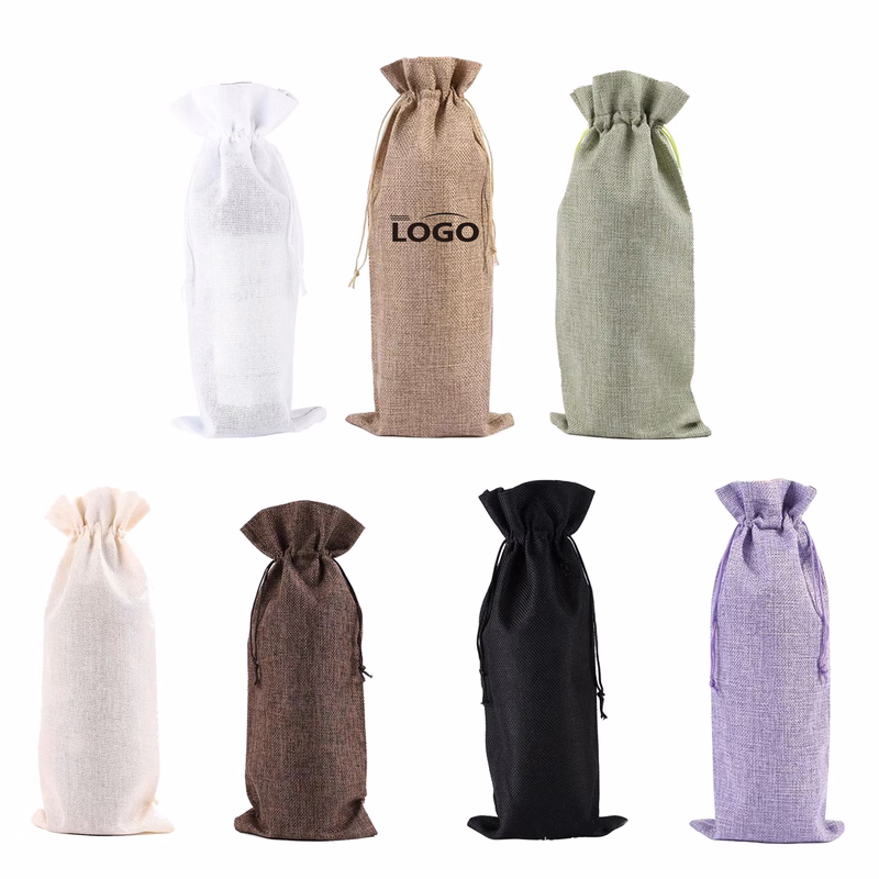 Bag Burlap Drawstring Wine Gift Tote Storage Sackcloth