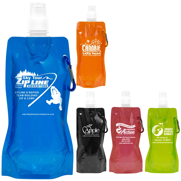 "Roll Up" 18 oz Foldable and Reusable Water Bottle with Matching Carabiner 1