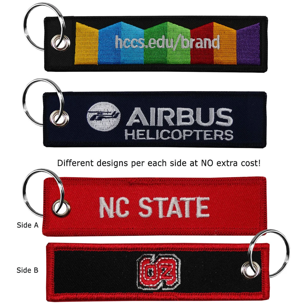 1" x 4" Two Sided Embroidered Medium Size Key Ring 1