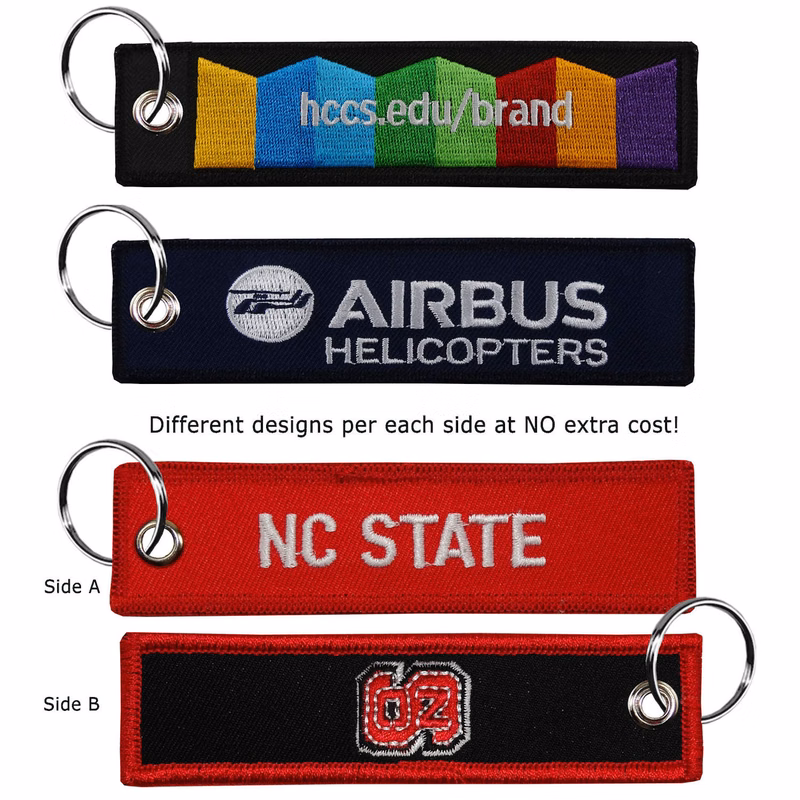 1" x 4" Two Sided Embroidered Medium Size Key Ring