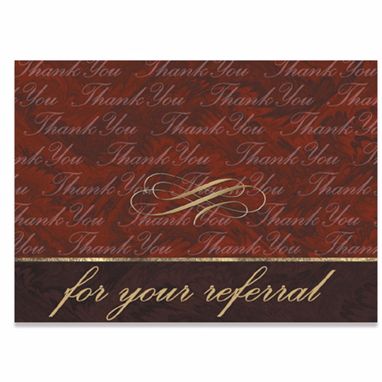 Burgundy Marble Referral Thank You Card