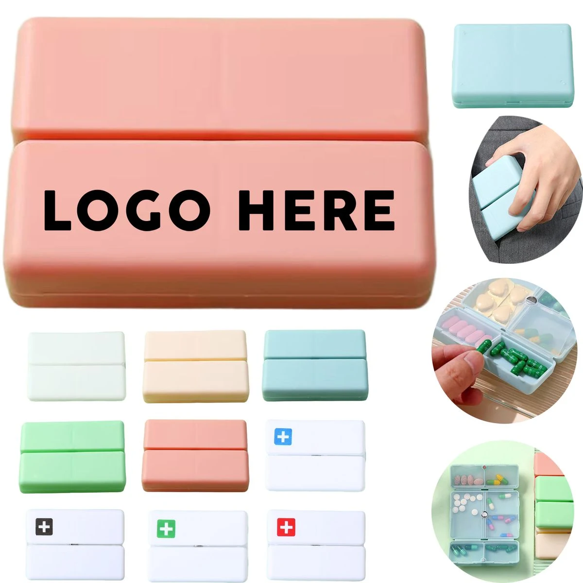 3.9"??2.8"??1" Magnetic Medicine Box With 7 Compartments 1