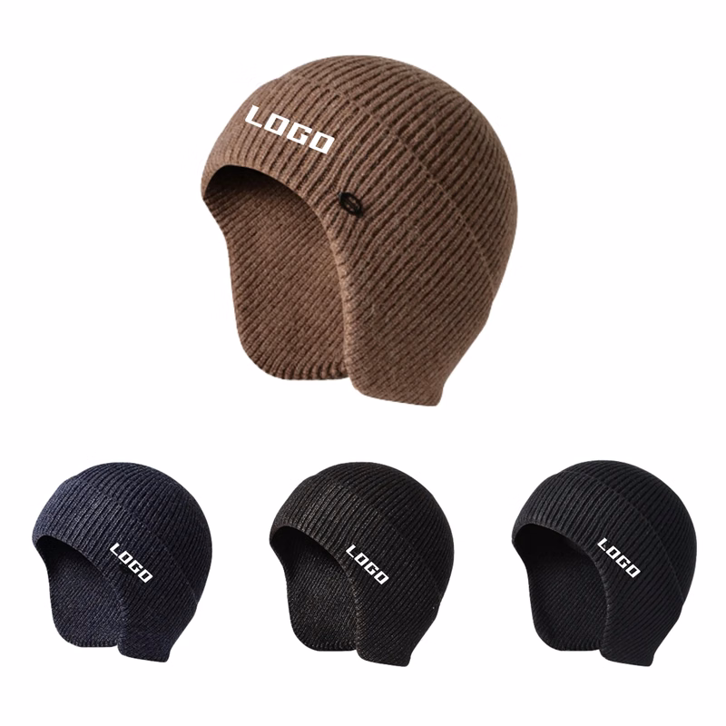 Knit Hat With Earflaps Winter Outdoor Cycling Skiing