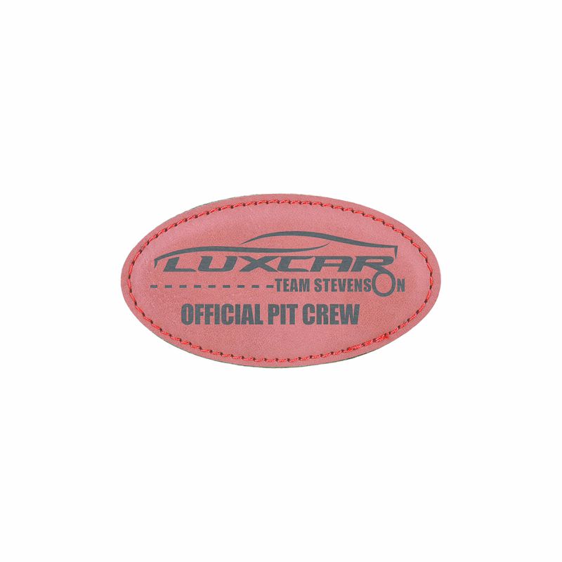 3 1/4" x 1 3/4" Rose Leatherette Oval Badge w/ Magnet
