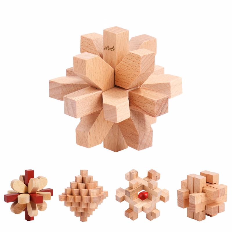 Wooden Puzzles Kongming Lock IQ Test Toy