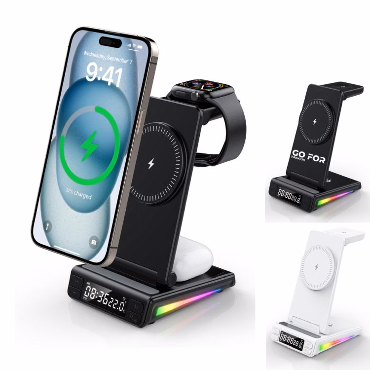 4 in 1 Wireless Charging Stand with Alarm Clock