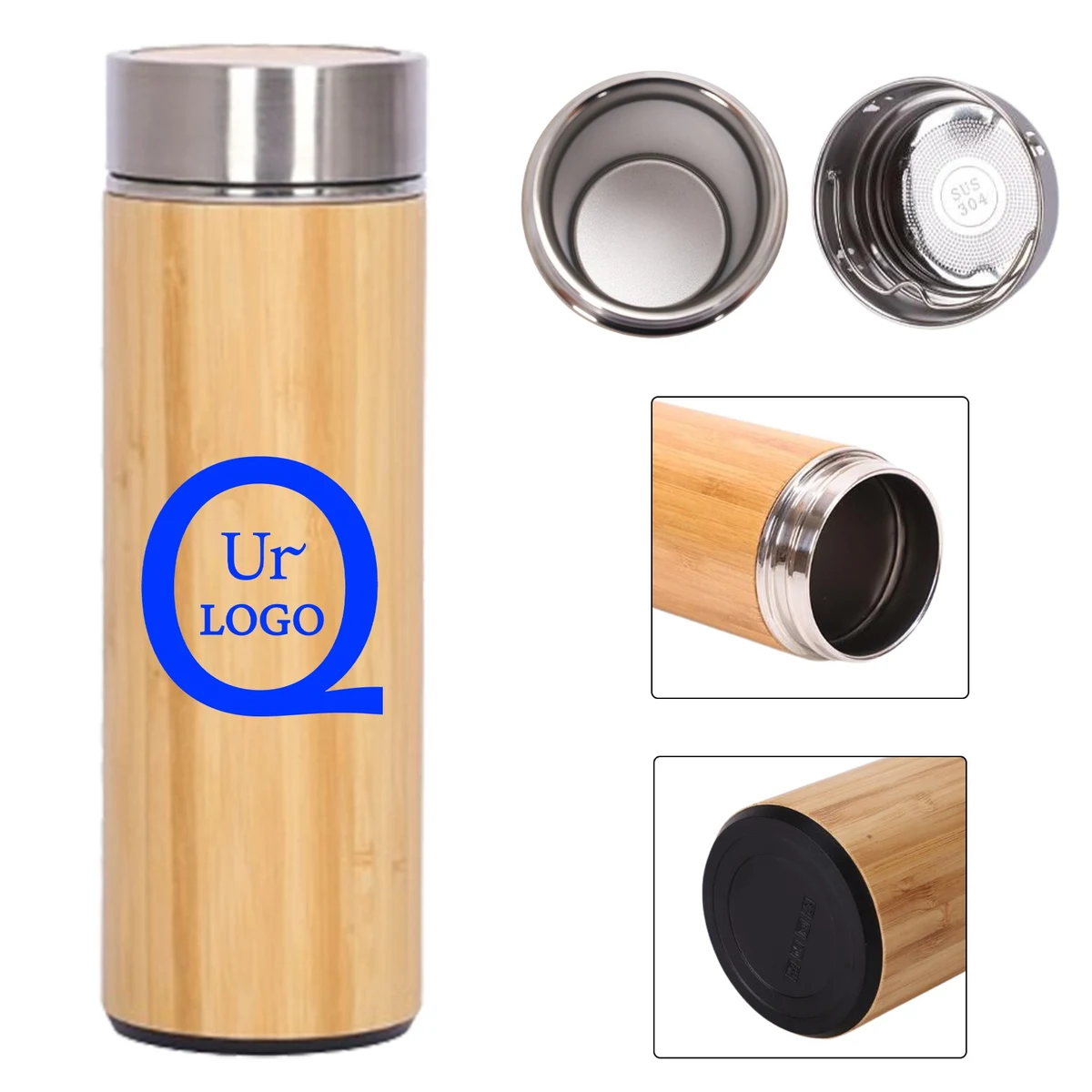 Bamboo Double Wall Insulation Cup, custom tumbler with logo imprint 1