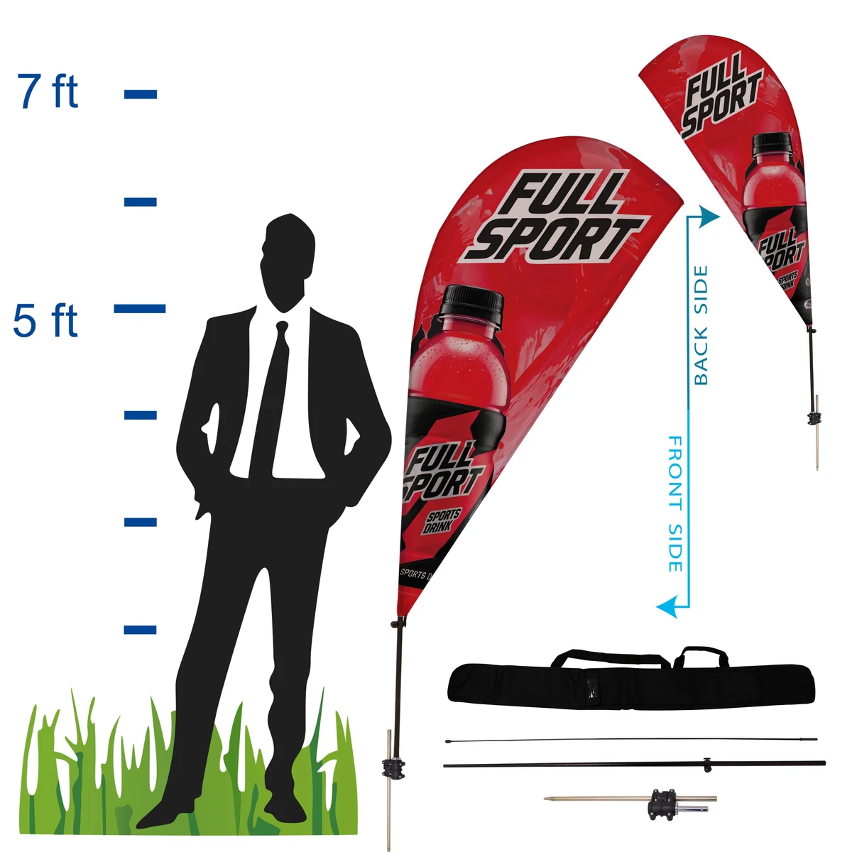 6.5 ft. Teardrop Advertising Flag Kit 2 (Double Sided) 1