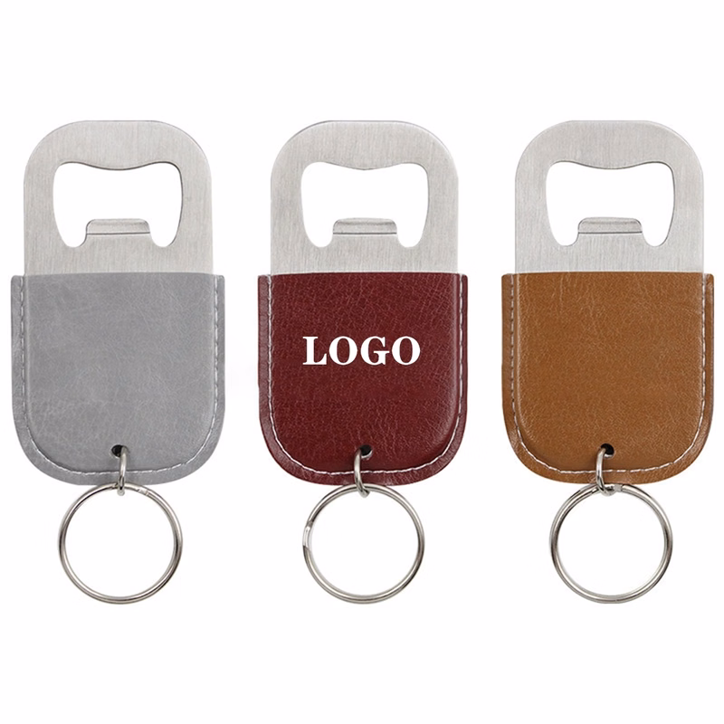 Vintage PU Keychain With Bottle Opener