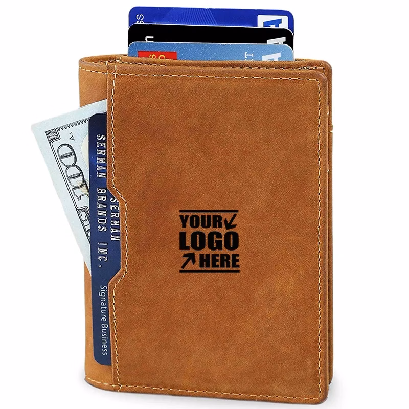 Front Pocket Minimalist Leather Slim Wallet RFID Blocking