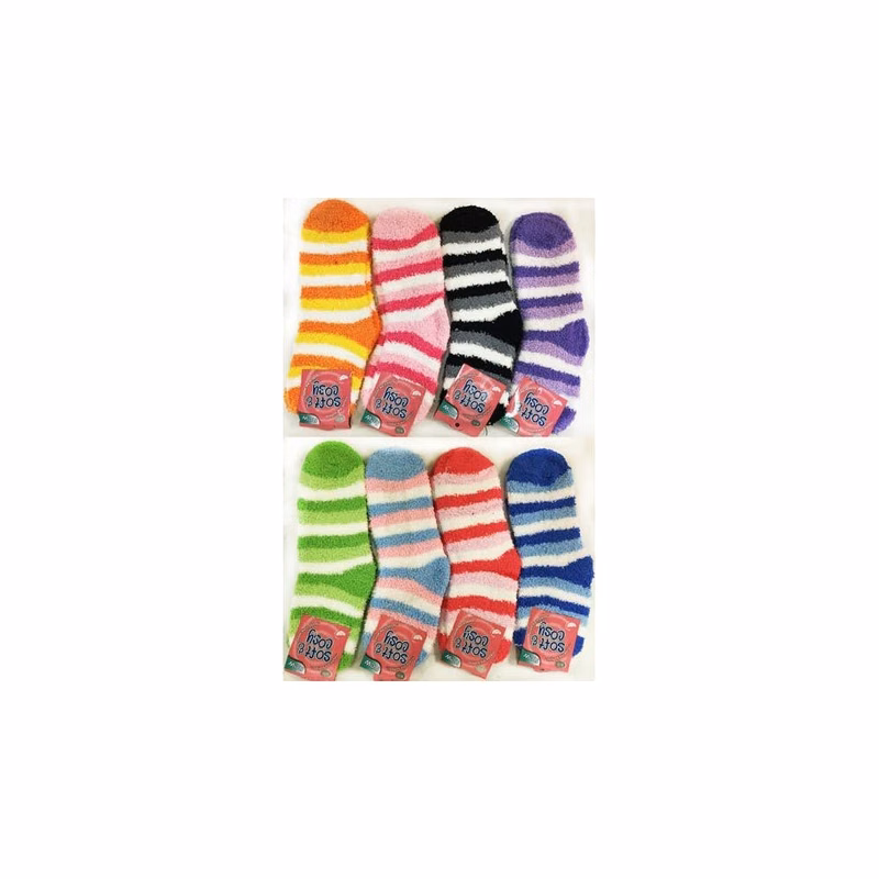 Women's Stripe Fuzzy Socks - Assorted Size 9-11