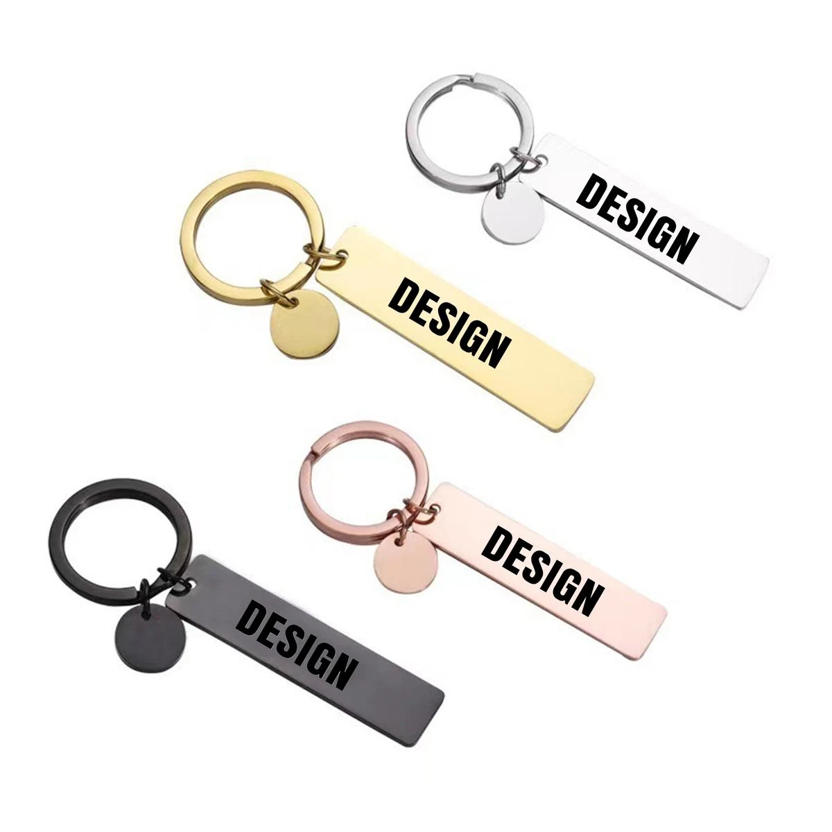 Rectangular engravable stainless steel keychain 1