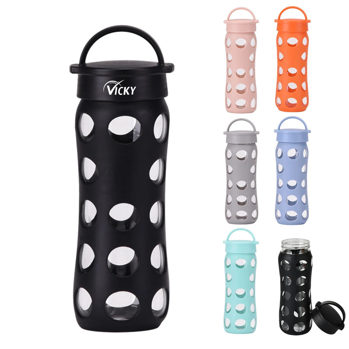 17Oz Glass Water Bottle with Protective Silicone Sleeve 1