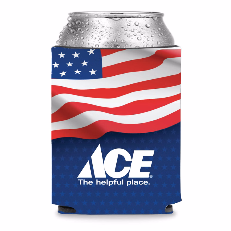 Collapsible Premium Foam American Flag Can Cooler - Full Color Sublimation