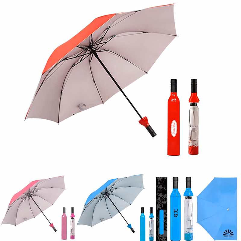 Stylish Wine Bottle-Shaped Folding Umbrella for All-Weather Use