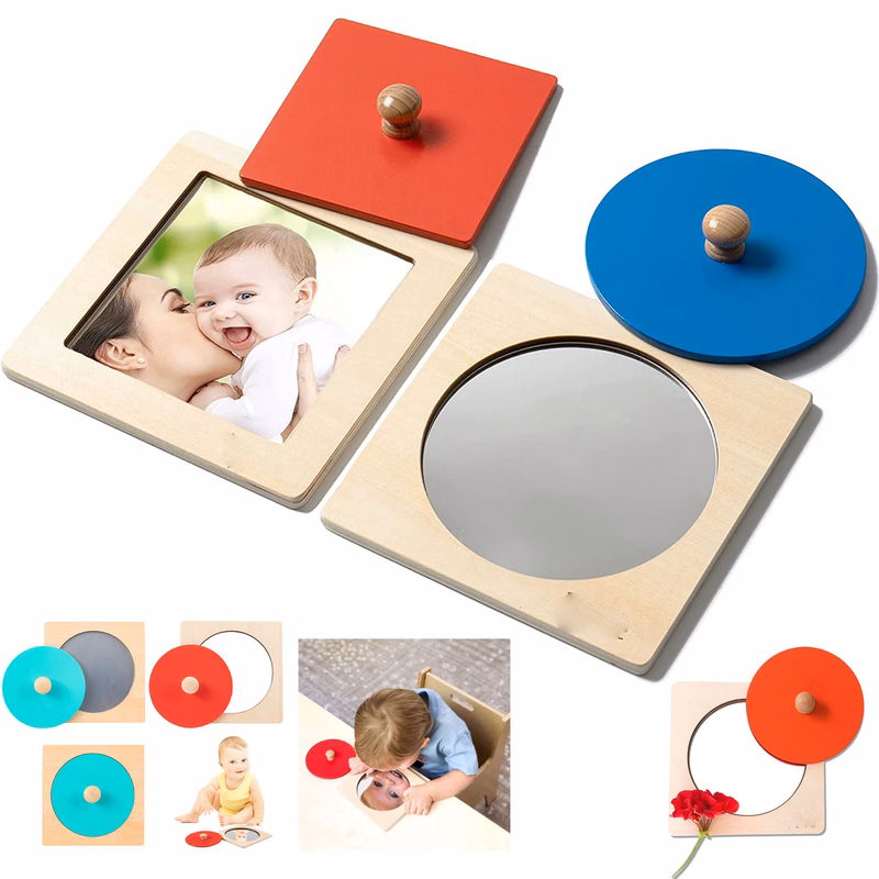 Wooden Knob Shape Puzzles Mirror