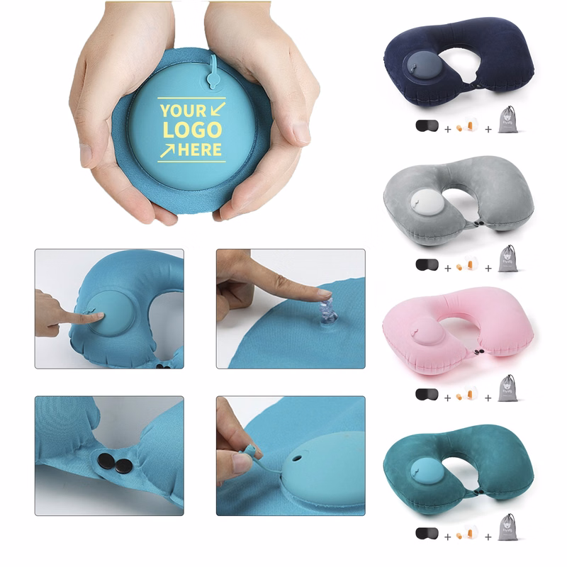 Flocking Inflatable U Shaped Pillow