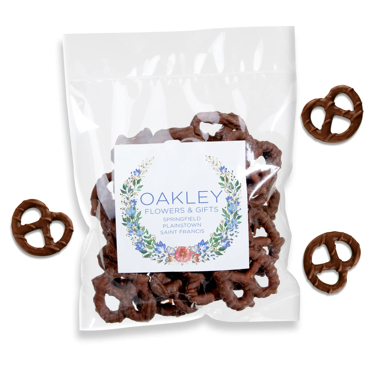2.5 oz. Chocolate Pretzels in Clear Bag 1