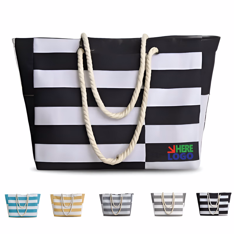 Striped Beach Tote Bag