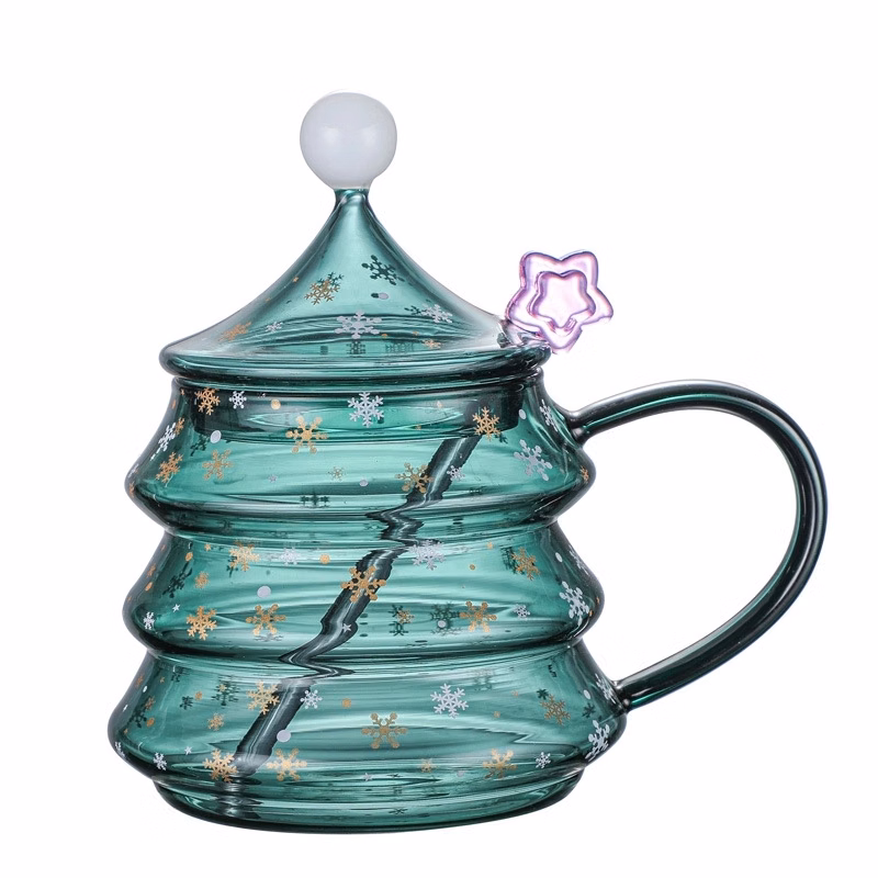 13/16 OZ. Glass Christmas Tree Tea Coffee Mug & Gift Cup