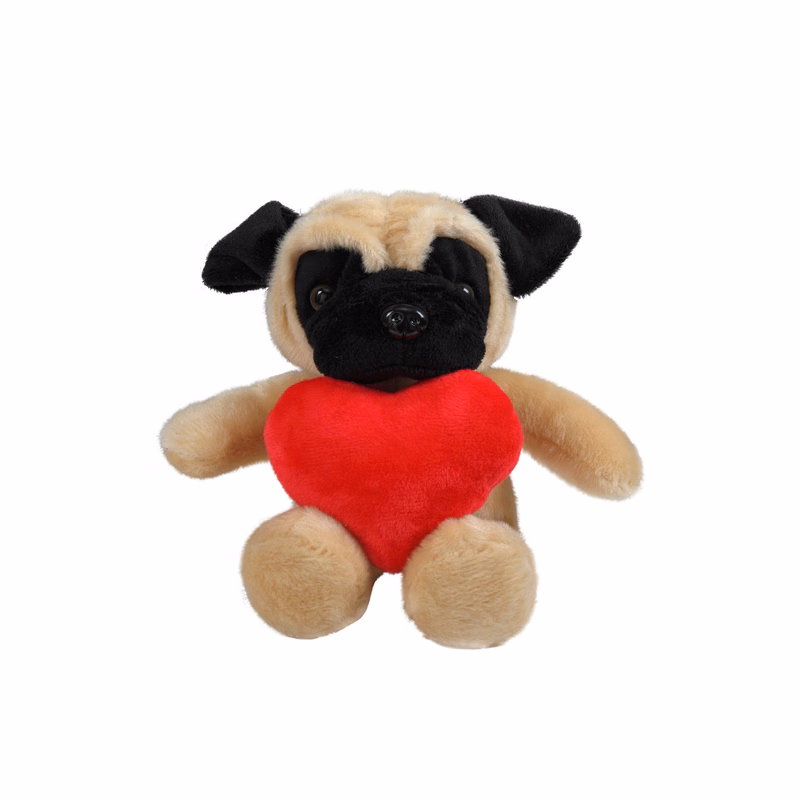 soft plush Pug with heart