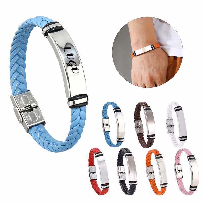 Portable Stainless Steel And Leather Braided Bracelet
