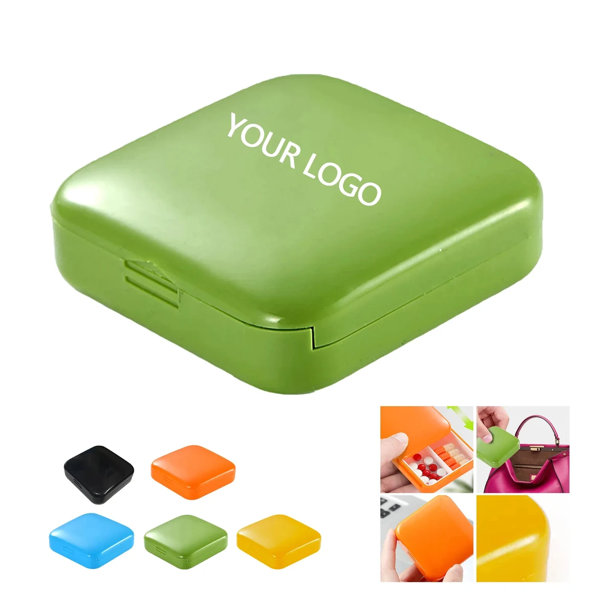 Square Pill Organizer with Slide Open Design Compact 1