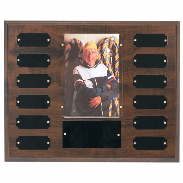 12 Plate Cherry Finish Perpetual Photo Plaques