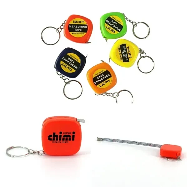 Custom 3 Foot Stainless Steel Retractable Mini Tape Measure Keychain — Tool Promo 1