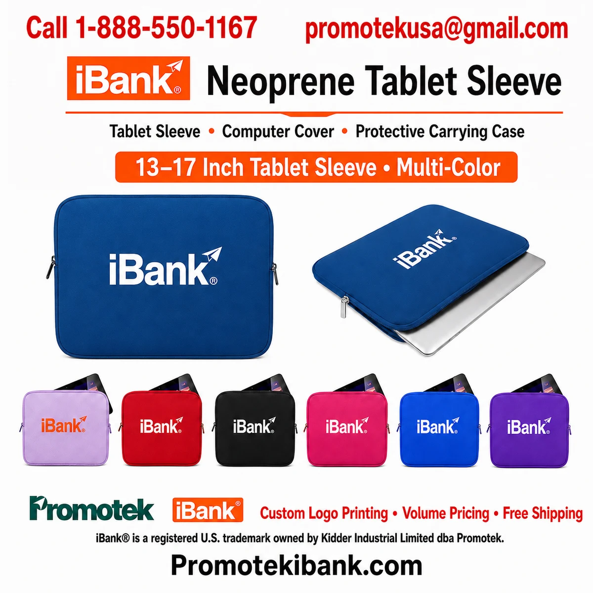 iBank ® 12" Neoprene Zippered Case 1