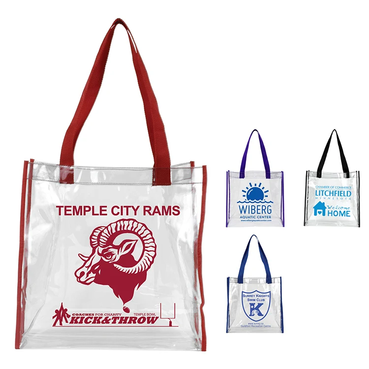 12" W x 12" H x 6" Gusset - "Matterhorn" Clear Vinyl Stadium Compliant Tote Bag 1