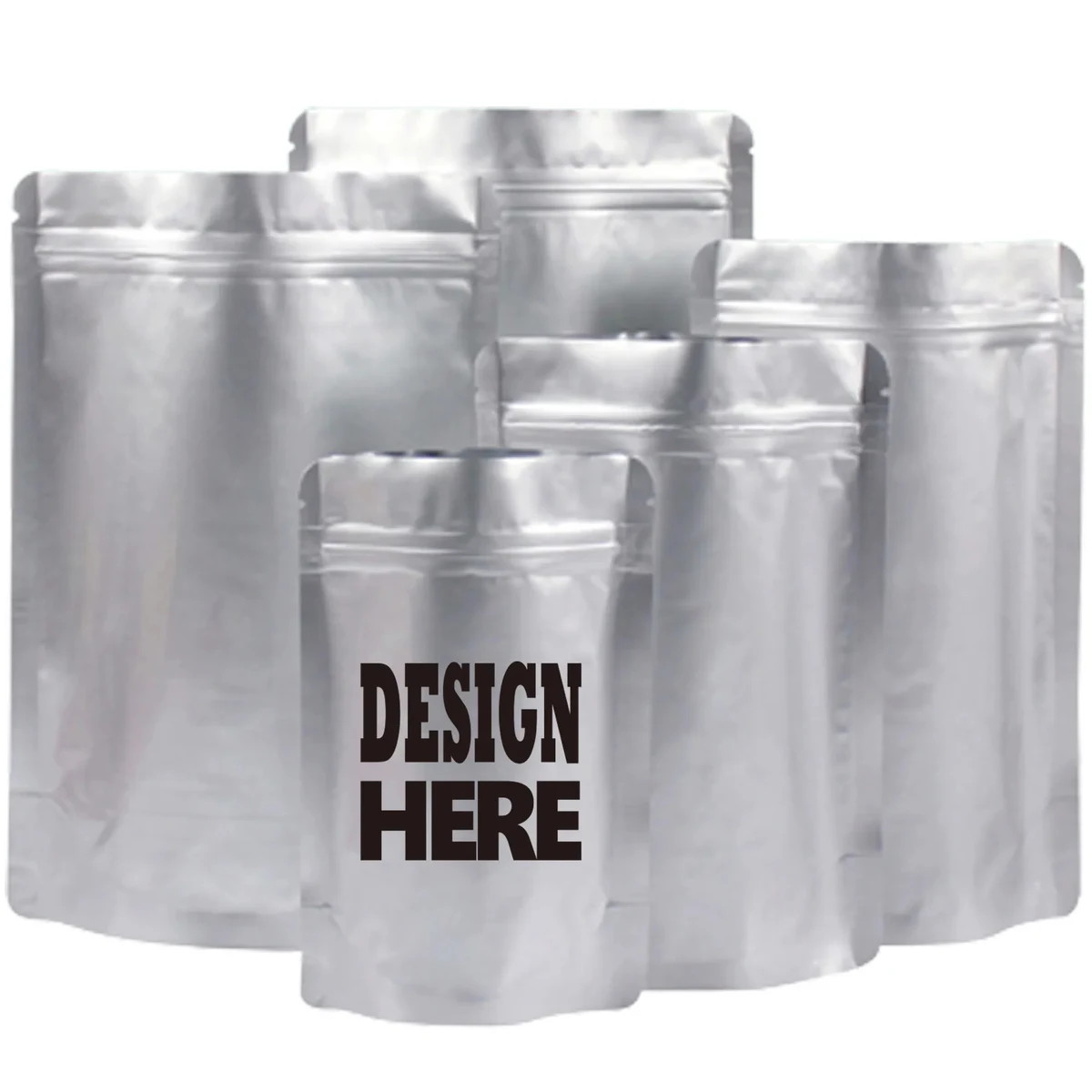 Pure Aluminum Foil Stand Up Grip Seal Bags 1
