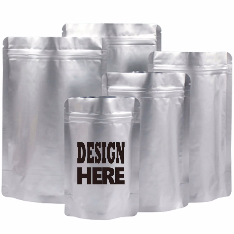 Pure Aluminum Foil Stand Up Grip Seal Bags