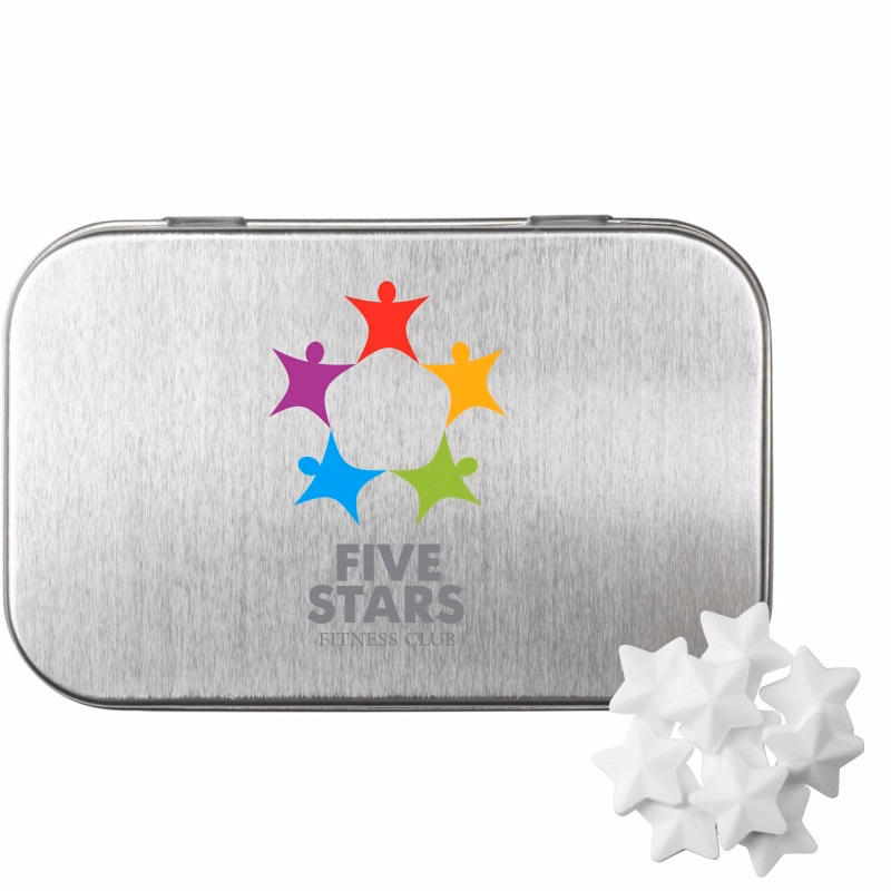 Rectangular Tin with Star Shaped Mints