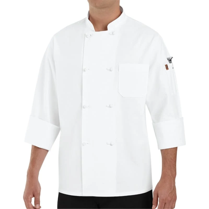 Chef Designs Eight Knot Button Chef Coat With Thermometer Pocket - 0414 1