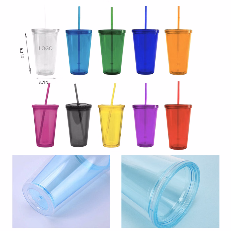 MOQ 10 PCS Durable 16oz Transparent Plastic Straw Cup