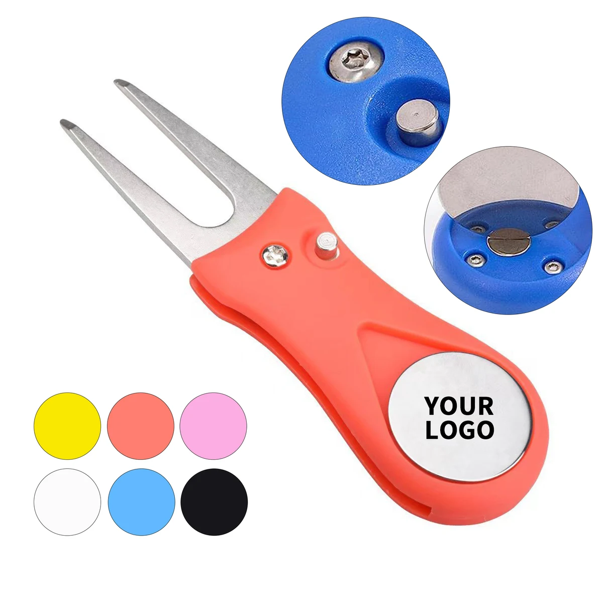 Foldable Golf Divot Tool Pop Up Button 1