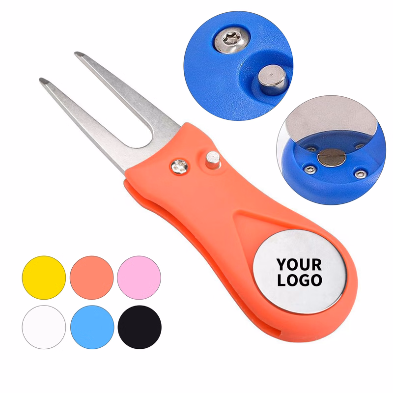 Foldable Golf Divot Tool Pop Up Button